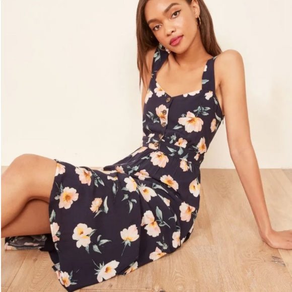 NWT Reformation Lanai Dress Floral Midi Cut Out XS - Picture 2 of 8